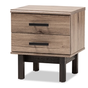 Baxton Studio Arend Modern and Contemporary Two-Tone Oak Brown and Ebony Wood 2-Drawer End Table
